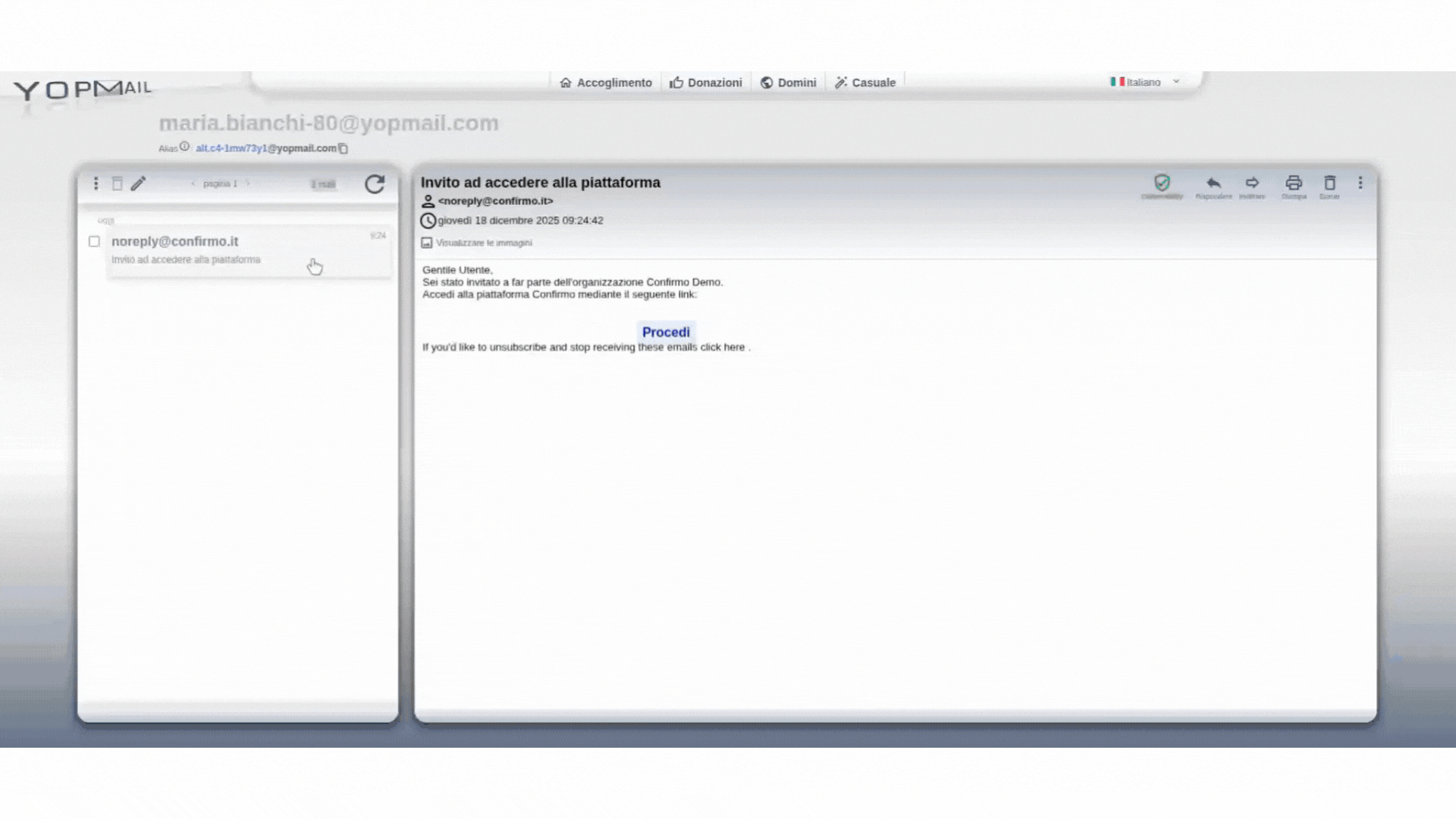 KB-Invito, registrazione, attivazione FEQ tramite SPID