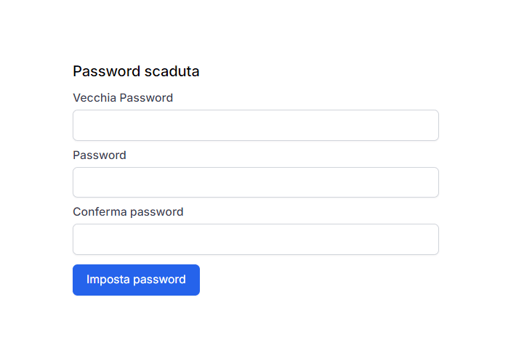 Schermata Confirmo Cambio Password